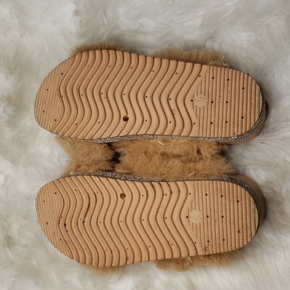 AZALEA WANG Sneaky Slippers faux fur snake rhinestone bling slides tan 7 - Picture 9 of 14